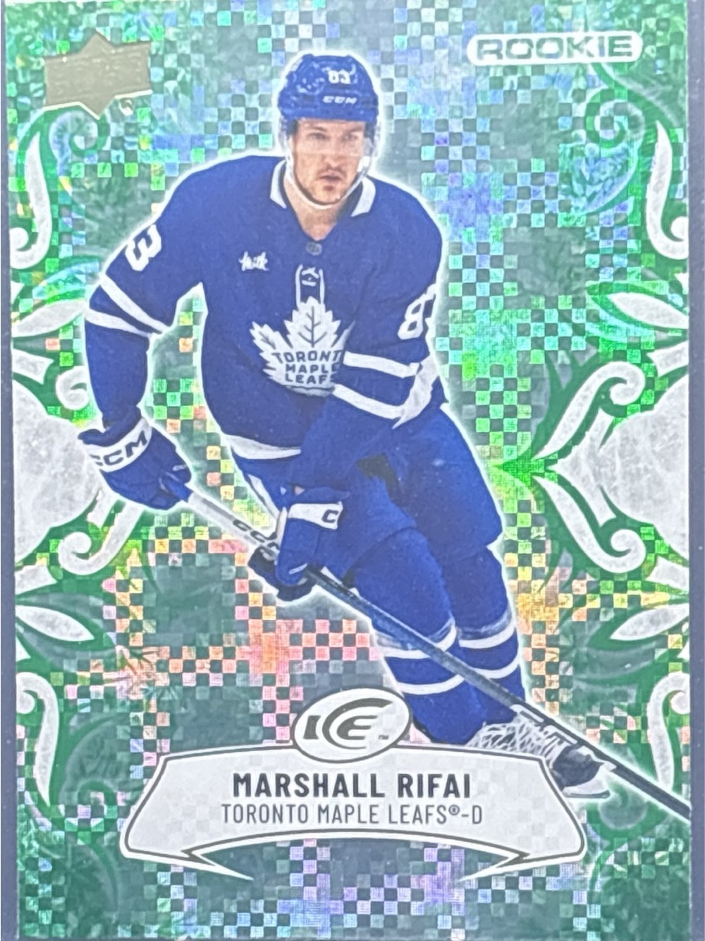 Upper Deck Marshall Rifai Toronto Maple Leafs Rookie Hockey Card Green Refractor